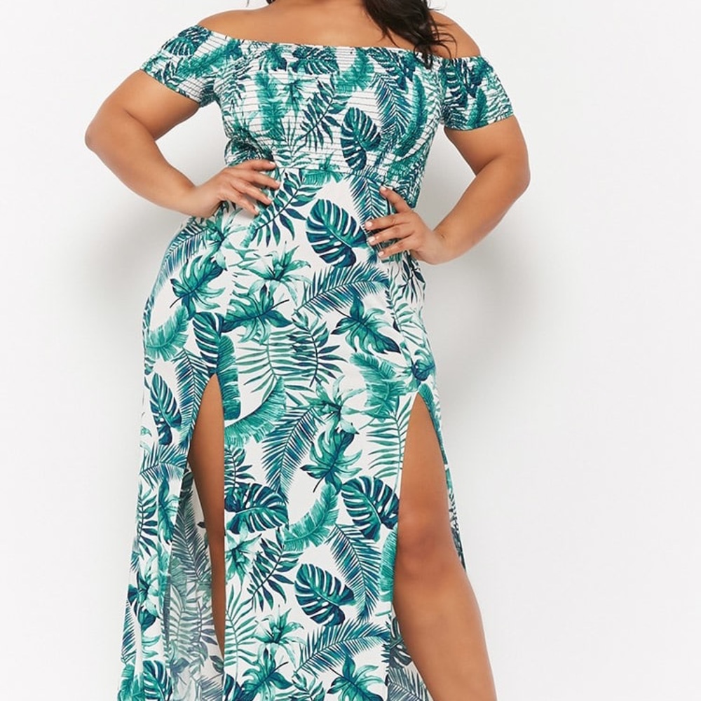 Off shoulder floral print maxi dress